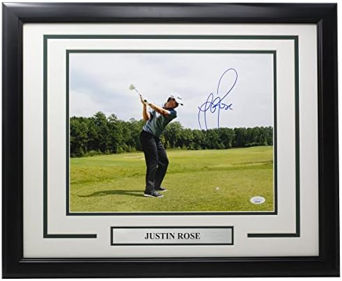 Justin Rose Aláírt Keretes 11x14 Golf Fotó SZÖVETSÉG MM34498 - Dedikált Golf Fotók