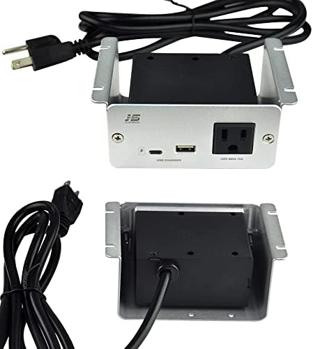 Kis Asztal Alatt elosztót Gyors Töltő 1 USB-Töltő + 1 USB-C Töltő + 1 VÁLTÓÁRAMÚ Dugaszolóaljzat, 5.58 ft Tápkábelt az Otthoni
