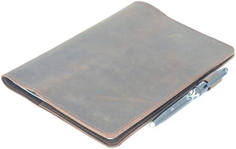 JJNUSA Kompatibilis Rocketbook Fedél Okos Üzleti Kézzel készített Szomorú Valódi Bőr Notebook fedjük le Pen Hurok (Darkbrown,