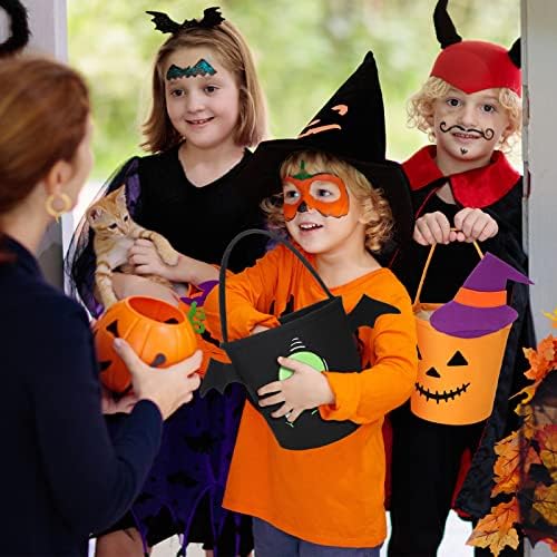 3 Csomag Cukorka Vödör Csokit vagy Csalunk Vödör táska Vászon Halloween táska Gyerekeknek Tök Tote Vödröt a Halloween Party