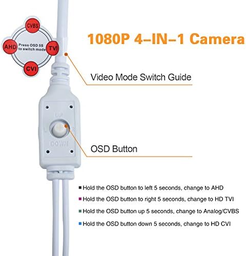EWETON 1080P Golyó, Biztonsági Kamera, HD Hibrid 4-az-1-TVI/CVI/AHD/960H Vízálló, Beltéri/Kültéri Megfigyelő Kamera 2.0 MP