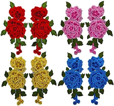 Czsycdsf 5 Pár Hímzett Foltok Rózsa Virág Varrni a Patch Applied DIY Ruházat, Rózsa Virág Javítás Jelvény Hímzett Virágos