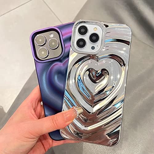 tharlet Aranyos iPhone 13 Pro Max Szerelmes Szív az Esetben,3D Szerelmes Szív Vizet Fodroz Galvanizáló Bling Csillogó Design-Divat-Luxus