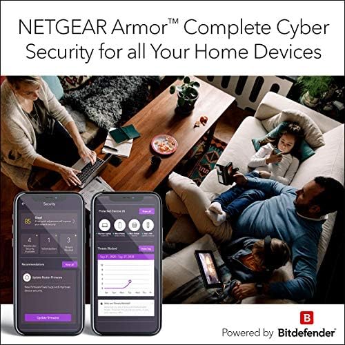 NETGEAR Vadászsólyom Fejlett Egész Haza Háló WiFi 6 Rendszer (MK63S) Ingyenes Páncél Biztonsági AX1800 Router, 2 Műhold Hosszabbító,