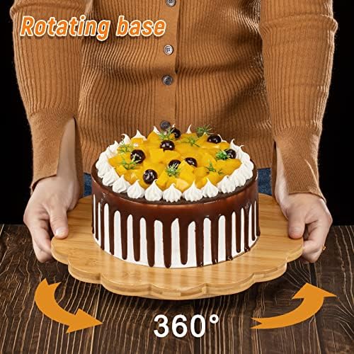 Extra Nagy (12) Bambusz Torta Állvány Forgatható Torta Lemez, Több Funkció Torta Jogosultja Tálon, Dekoratív Kijelző Torta