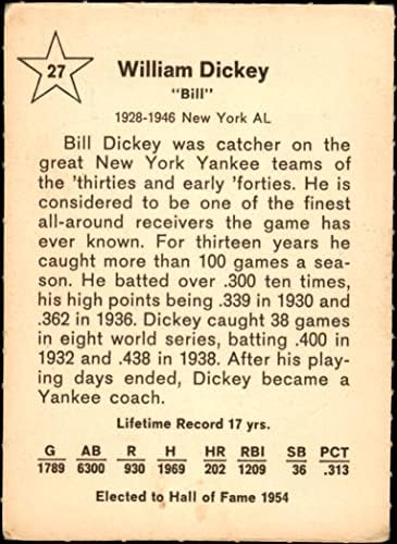 1961 Arany Nyomja meg a 27 Bill Dickey New York Yankees (Baseball Kártya) VG Yankees
