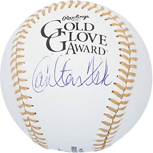 Carlton Fisk, a Boston Red Sox Dedikált Arany Kesztyű Logó Baseball - Dedikált MLB Kesztyű