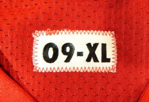 2009-ben a San Francisco 49ers Marques Harris 54 Játékban Használt Piros Gyakorlat Jersey XL 3 - Aláíratlan NFL Játék Használt