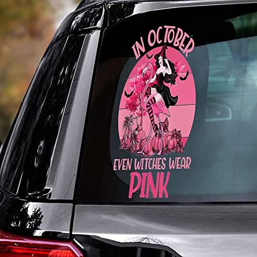 Halloween októberben Még a Boszorkányok Viselni Pink a Mellrák Matrica Boszorkány Lovaglás Flamingo Matrica Autó Matrica/Matrica