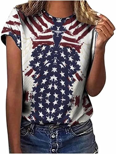 Függetlenség Napja, a Nők Maximum 2023 Nyári Amerikai Zászló Csillag Csíkos Nyomtatás póló Rövid Ujjú O Nyakú Blúz július