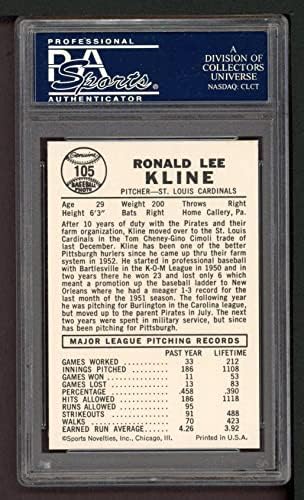 1960 Levél 105 Ron Kline St. Louis Cardinals (Baseball Kártya) PSA a PSA 7.00 Bíborosok