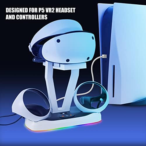 PS VR2 Töltő, PSVR 2 Controller Töltő Dokkoló a VR Headset Jogosultja Display Állvány vagy RGB Lámpa, Töltő Állomás a PS5