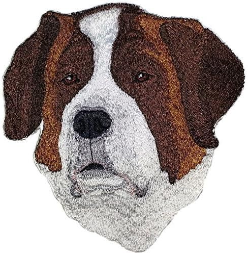 Szent Bernát A Gyengéd Óriás Kutya arca Hímzés IronOn/Varrni Patch [5.5 x 5.6][Készült az USA-ban]