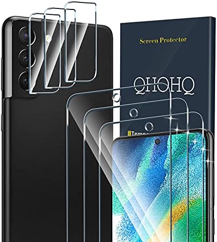 QHOHQ 3 Csomag képernyővédő fólia Samsung Galaxy S21 FE 5G (Nem illik Galaxy S21), 3 Csomag Kamera Lencséjét Védő,Ultra HD,