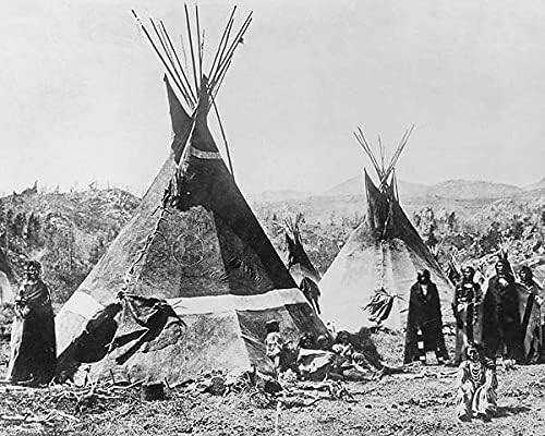 Shoshoni Indián Törzs, valamint Tipis 1880 11x14 Ezüst-Halogenid-Fotó Nyomtatás