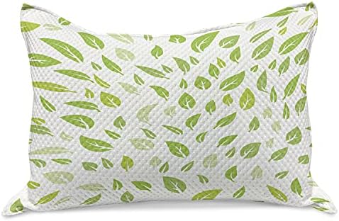 Ambesonne Levél Kötött Paplan Pillowcover, Különféle Friss Zöld Levelek Illusztráció a Kert Nyári Szezonban Grafikai Tervezés,