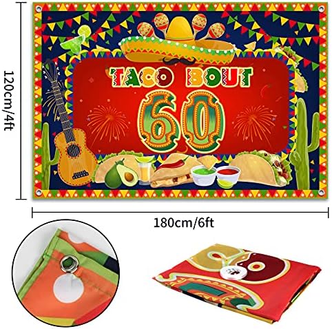 HAMIGAR 6x4ft Boldog a 60-ik Születésnapját Banner Háttérben - Taco Lenne, 60 Fiesta Mexikói Kaktusz Szülinapi Dekoráció,