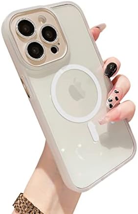MZELQ iPhone 13 Pro Max-Ügyben [ Kompatibilis MagSafe ], Fém Bling Kamera lencsevédő Csillogó Gyémánt Mágneses Kristálytiszta