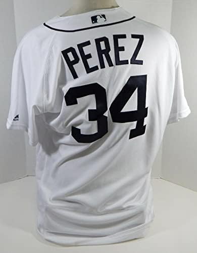 2019 Detroit Tigers Franklin Perez 34 Játék Kiadott Fehér Jersey MLB 150 P 48 797 - Játék Használt MLB Mezek