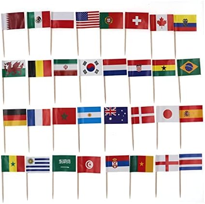 YIPING 128PCS világbajnokság Fogpiszkáló Zászló,Katar 2022-Ben a Foci vb-Parti Dekoráció,világbajnokság Téma Party Szülinapi