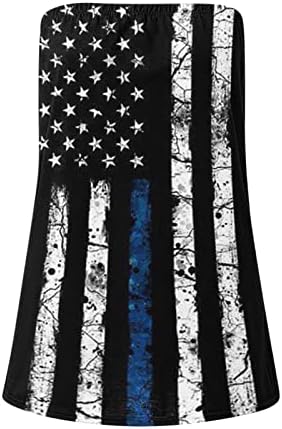 Július 4 pánt nélküli Tank Női Alkalmi Nyári Szexi Ujjatlan Bandeau Cső Maximum T-Shirt USA Zászló Tie-Dye Ing