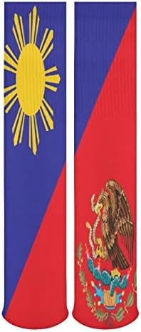 Fülöp-szigetek Mexikó Zászló Zokni Személyzet Zokni Lélegző Zoknit Harisnyát Szabadtéri számára Unisex