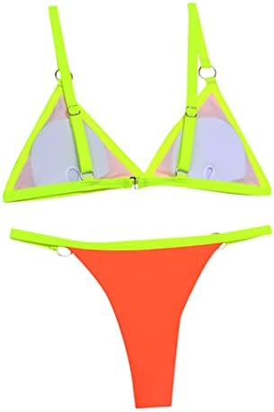 A Nők Bikini Fürdőruha, Egy Darabból Magas Vágás Háromszög Neon Micro Bikini Fürdőruha Gyűrű Brazil Bikini Fürdőruha