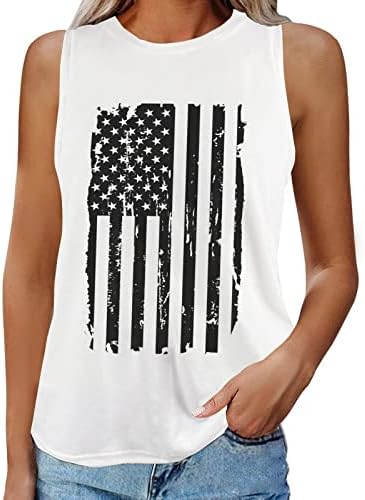 Július 4-Ing Tartály Tetejét a Nők USA Zászló Nyári Alkalmi Ujjatlan Pólók Csillagok Csíkos Hazafias Fitness csőfelső