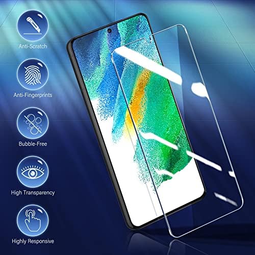 KINGWING Kompatibilis a Samsung Galaxy S21 FE 5G (6.4 inch) Edzett Üveg kijelző Védő fólia 3pcs valamint a Kamera Lencséjét