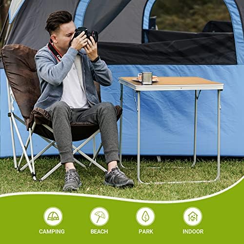 FUNDANGO Camping Összecsukható Kültéri Acél Könnyű Piknik Kezelni Hajtsa Fel a Parton, kisasztalok, Sárga-31.5 L x 23,6 W,