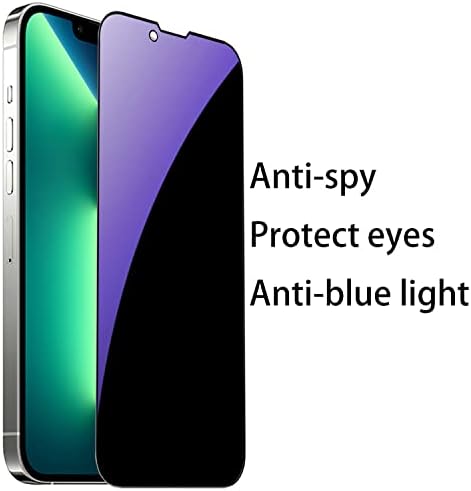 BWEDXEZ 2 Csomag Anti-Kék Adatvédelmi Edzett Üveg Ruha iPhone 14 Plus/iPhone 13 Pro Max Anti-Spy képernyővédő fólia Anti-Kukkoló