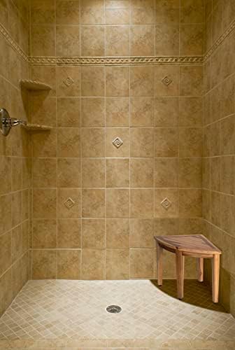 EcoDecors Teak Sarokban Zuhany Pad Természetes Fa Zuhanyzó Sarok Ülés Gyógyfürdő Széklet 16 Hosszú Menő Sarok paddal Zuhany