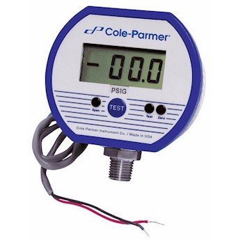 Cole-Parmer Hurok Teljesítményű Digitális Mérőműszer, 0-15.00 PSI; 1/4 NPT(M) 8-32 VDC