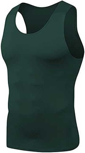 HDZWW Vékony egyszínű Póló Férfi Gomb Alkalmi Kerek Nyakú póló, Kényelmes Nyári Ujjatlan Plus Size