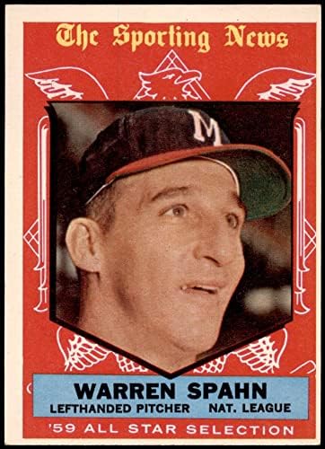 1959 Topps 571 All-Star Warren Spahn Milwaukee Bátrabbak (Baseball Kártya) Dean Kártyák 5 - EX Bátrabbak