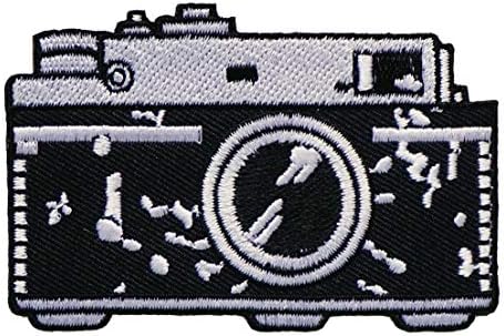 Grafikus Port Vintage Kamera Vas A Hímzett Javítás Applied Fénykép Hátizsák Élővilág Kemping Ruha Jean Ing, Kabát, Táska