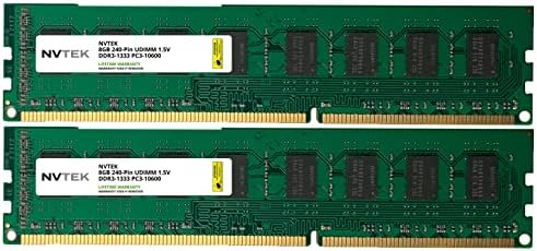 NVTEK 16GB (2x8GB) DDR3-1600 PC3-12800 Non-ECC UDIMM Asztali PC Memória bővítés