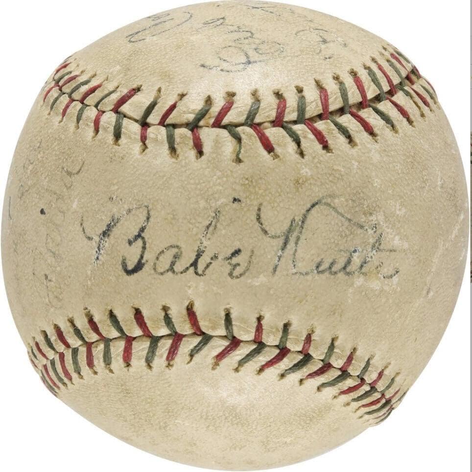 1929 Babe Ruth & Lou Gehrig Multi Aláírt Baseball SZÖVETSÉG 170320 - Dedikált Baseball