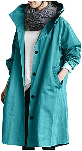 FOVIGUO Plus Size Tavaszi Munka, a Modern Kapucnis Női Hosszú Ujjú Gomb Le Kényelem Kabát, Poliészter Kényelmet Szilárd