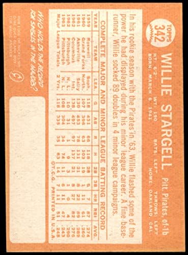 1964 Topps 342 Willie Stargeltől Pittsburgh Pirates (Baseball Kártya) EX Kalózok