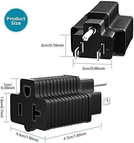 Túlfeszültségvédő elosztó 12 Üzletek & 4 USB Port & 1 USB-C Port (5V/3A) & 2-Pack NEMA 15A, hogy 20A Dugó Adapter