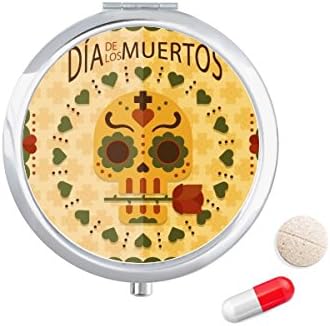 Skull Rose a Nap A Halott Mexikóban Tabletta Esetben Zsebében Gyógyszer Tároló Doboz, Tartály Adagoló