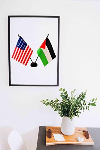 Amerika & Palesztina Barátság Iker Íróasztal Zászló, RÁNK Palesztinok Táblázat Zászlók, 8 x 5 Cm Amerikai & Palesztinok Deluxe