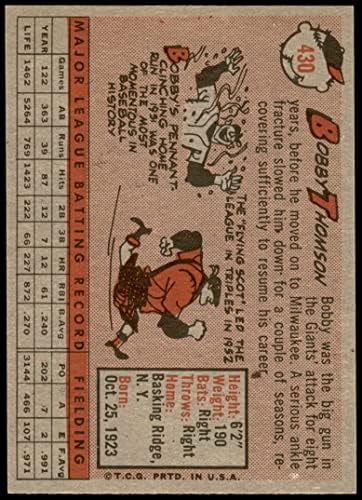 1958 Topps 430 Bobby Thomson Chicago Cubs (Baseball Kártya) EX/MT Cubs