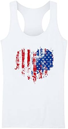 SummerTank Felső Női Amerikai Zászló Szív Ujjatlan T-Shirt július 4-én Hazafias Ing AMERIKAI Függetlenség Napja Tartályok
