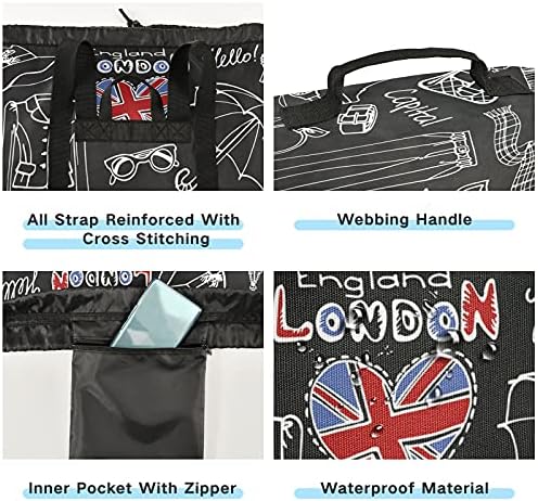 London Fashion Set Fekete szemeteszsákba Nagy teherbírású Mosoda Hátizsák, vállpántok Vízálló Mosoda táska Utazás Tábor Piszkos