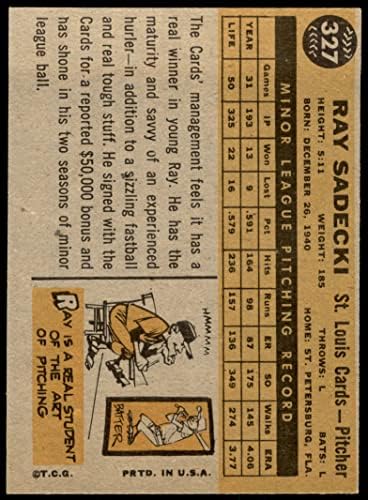 1960 Topps 327 Ray Sadecki St. Louis Cardinals (Baseball Kártya) Dean Kártyák 5 - EX Bíborosok