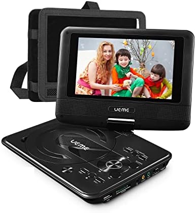 UEME Mini DVD Lejátszó Gyerekeknek 7 cm Forgatható Képernyő, valamint a Belső Újratölthető Akkumulátor, Támogatja a DVD,