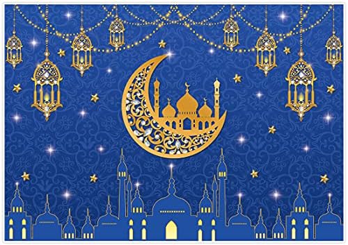 Allenjoy 7x5ft ezeregyéjszaka Ramadan Mubarak Kék Hátteret Marokkói Szülinapi Parti Dekoráció Genie Magic Témájú Banner Indiai