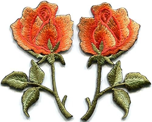 Narancs rózsa pár virágot, virágos retro bohém hippi hímzett appliqués vas-ons foltok új